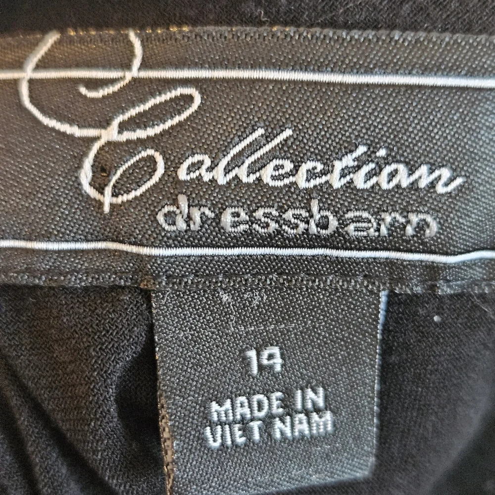 Collection By Dress Barn black & Green  Vneck dress stretch cap sleeve Size 14 - Picture 7 of 10